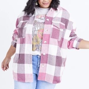 Arula Leland Pink Plaid Shacket NWT, Size A/1X 14-18